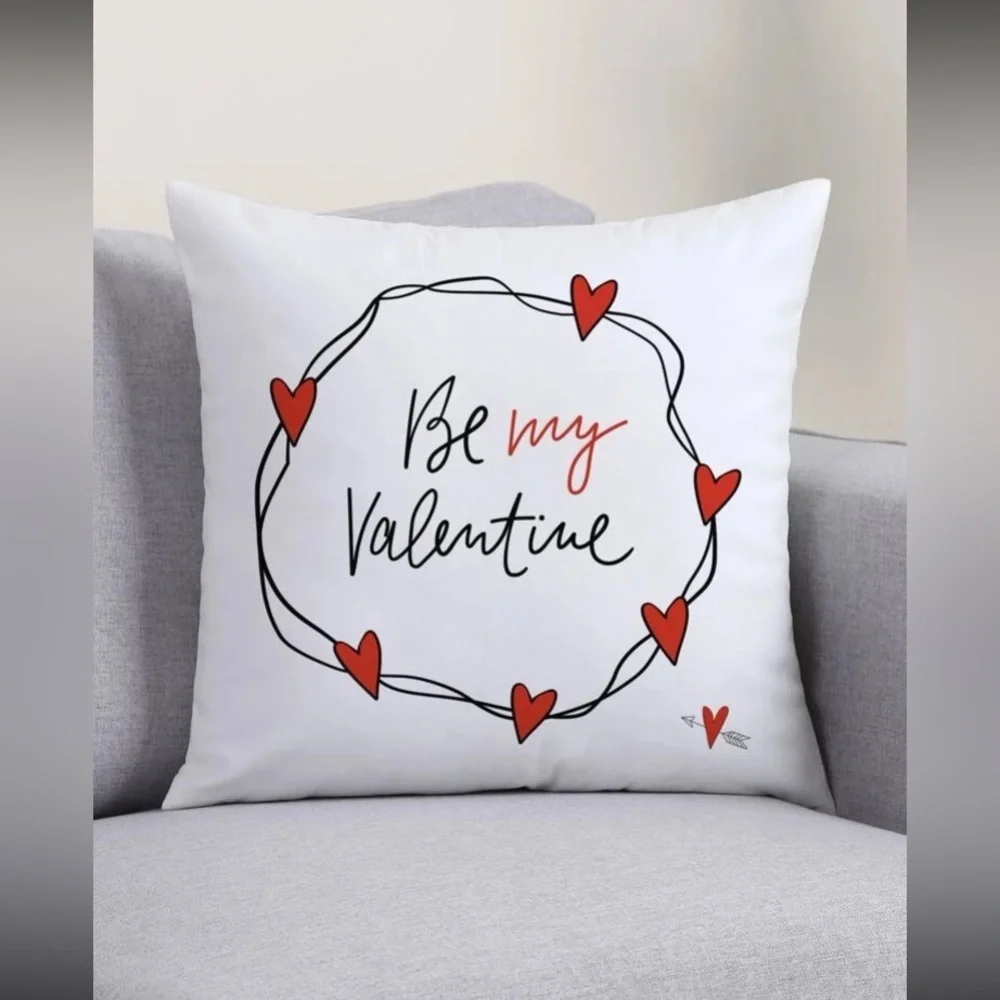 Valentine's Day Heart Print Cushion Cover Without Filler new